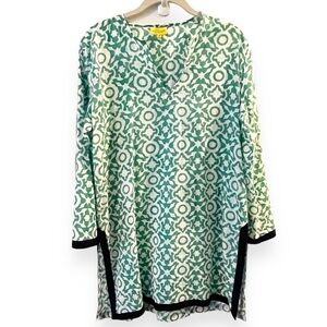 Roberta Roller Rabbit Tunic Top Medium V Neck Geo Print Preppy Beach Coverup